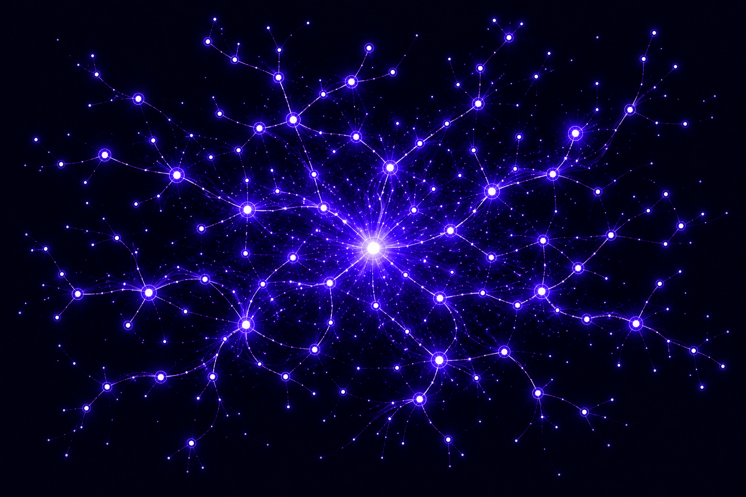 Neural network visualization representing connected business systems