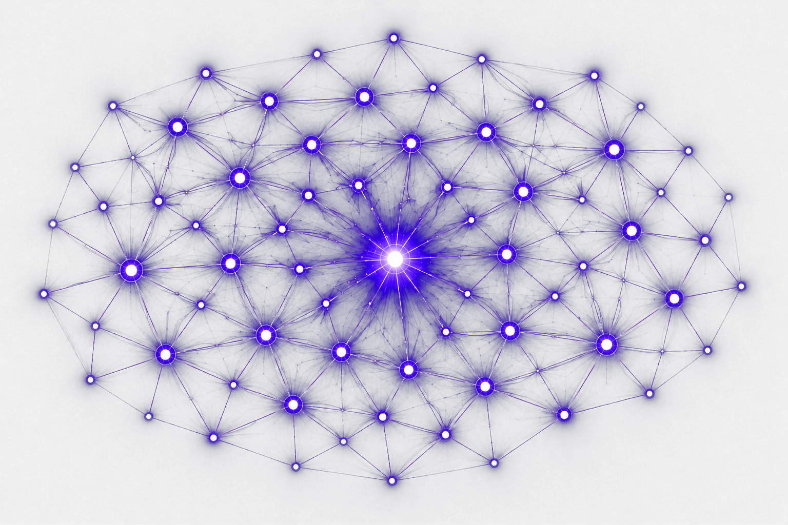 Glowing network illustrating connected systems